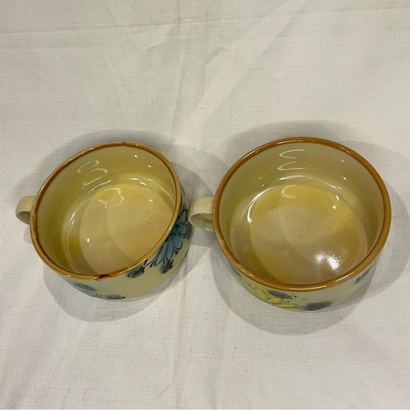 two 1970's Vintage Sunflower Soup Mug Chili Bowls Stoneware - Picture 6 of 12